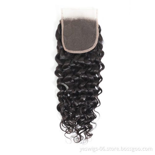 Cheap Virgin Brazilian 4x4 Lace Closure Human Hair Deep Wave 2x6 5x5 13x4 13x6 6x6 7x7 360 Swiss Lace Front Closure Pre Plucked
